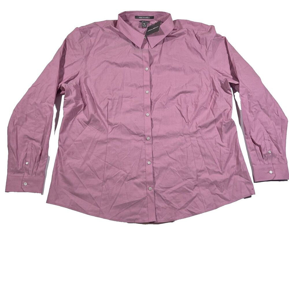 Eddie Bauer Wrinkle Free Shaped Fit Pink Button Front Shirt Women's 2XL NEW!